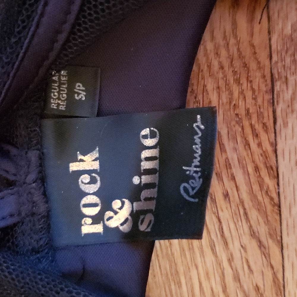 (S) Rock & Shine by Reitmans Black Sheer Overlay High Neck Top Goth Evening Fun - Picture 3 of 7